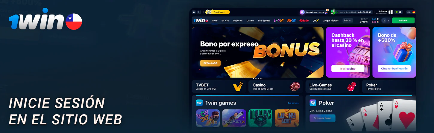 Vaya al sitio web de 1Win para recargar su cuenta