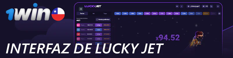 Interfaz del juego Lucky Jet en el sitio web de 1win